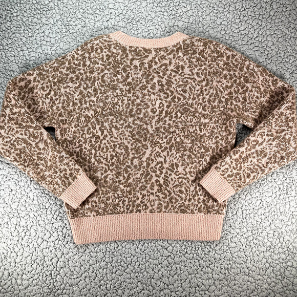 Madewell Sweater Womens Large Pink Cheetah Print Merino Wool Pullover Barbiecore - Picture 7 of 10